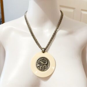 Vintage Bold Zodiac Scorpio Pendant Disc Necklace Large
Astrological Round
